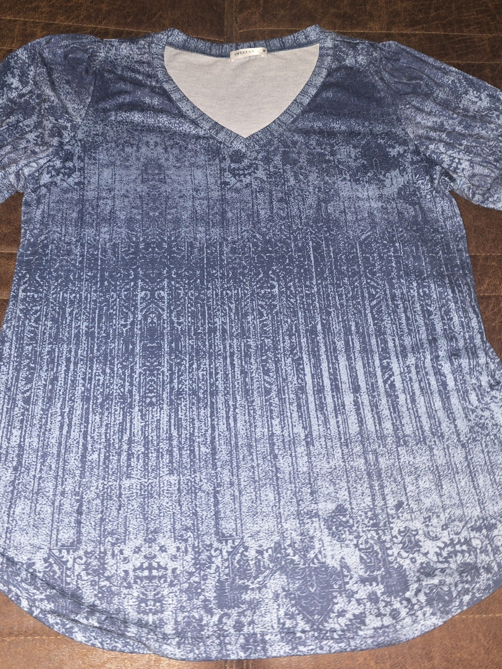 V-neck Blue Patterned Women's Top